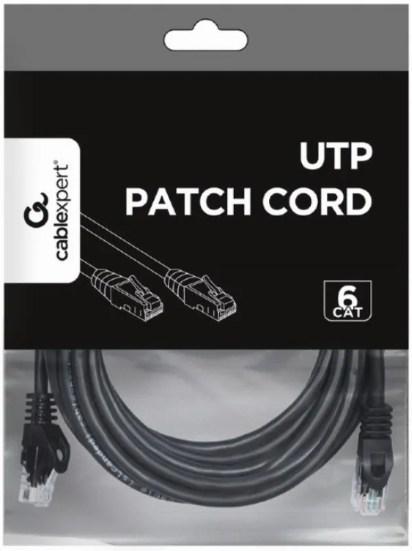 GEMBIRD PP6U-5M/BK Gembird Mrezni kabl, CAT6 UTP Patch cord 5m black Slika 1