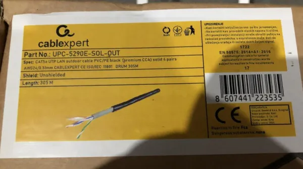 GEMBIRD UPC-5290E-SOL-OUT Gembird, UTP cat.5E Outdoor, solid 24AWG, 0.51mm PREMIUM CCA kotur pun presek 305m Slika 2