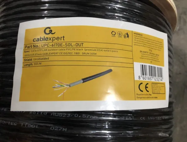 GEMBIRD UPC-6170E-SOL-OUT Gembird, UTP cat.6 Outdoor, solid 23AWG, 0.57mm PREMIUM CCA kotur pun presek 305m Slika 1