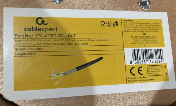 GEMBIRD UPC-6170E-SOL-OUT Gembird, UTP cat.6 Outdoor, solid 23AWG, 0.57mm PREMIUM CCA kotur pun presek 305m Slika 3