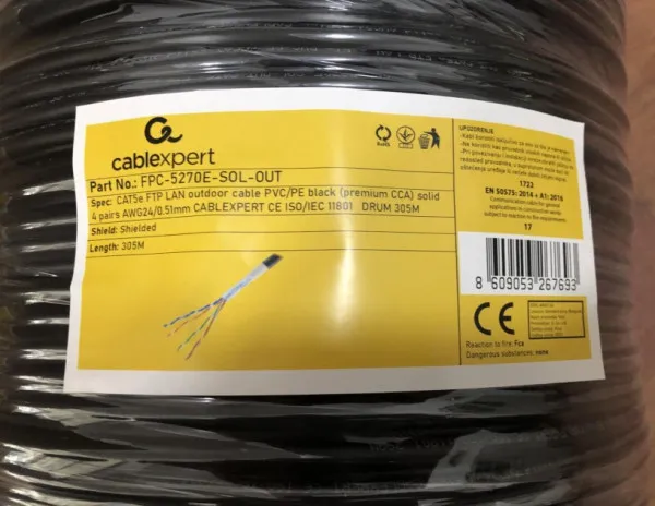 GEMBIRD FPC-5270E-SOL-OUT Gembird, FTP cat.5E Outdoor, solid 24AWG, 0.51mm PREMIUM CCA kotur pun presek 305m Slika 3
