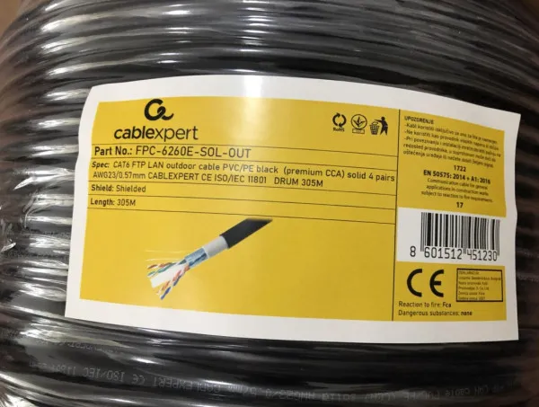 GEMBIRD FPC-6260E-SOL-OUT *Gembird, FTP cat.6 Outdoor, solid 23AWG, 0.57mm PREMIUM CCA kotur pun presek 305m Slika 3