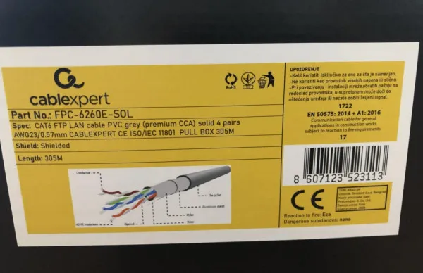 GEMBIRD FPC-6260E-SOL *Gembird, FTP cat.6 Indoor, solid 23AWG, 0.57mm PREMIUM CCA kotur pun presek 305m(4999 Slika 2