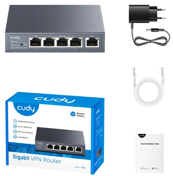 CUDY Cudy R700 Gigabit Multi-WAN VPN Router, 1Gbit WAN, 3Gibt LAN/WAN, 1Gbit LAN, 128MB DDR, 16MB NOR Fl Slika 4