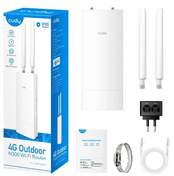 CUDY Cudy LT400 Outdoor 4G LTE Cat 4 N300 Wi-Fi Router, Nano SIM Slot, 10/100Mbps WAN/LAN Slika 2