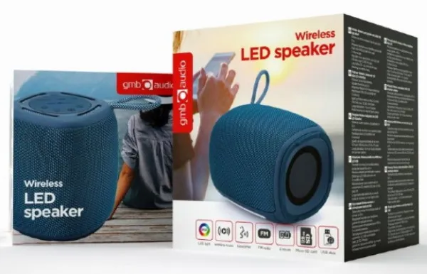GEMBIRD SPK-BT-LED-03-B Gembird Portable RGB LED Bluetooth speaker 5W, BT, FM, TF, USB, Handsfree, blue Slika 1