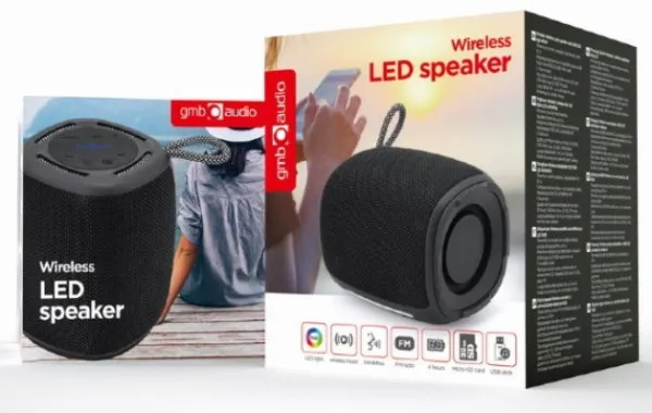 GEMBIRD SPK-BT-LED-03-BK Gembird Portable RGB LED Bluetooth speaker 5W, BT, FM, TF, USB, Handsfree, black Slika 2