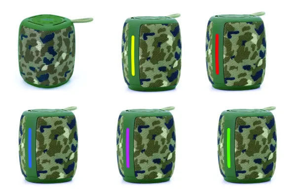 GEMBIRD SPK-BT-LED-03-CM Gembird Portable RGB LED Bluetooth speaker 5W, BT, FM, TF, USB, Handsfree, camo Slika 2