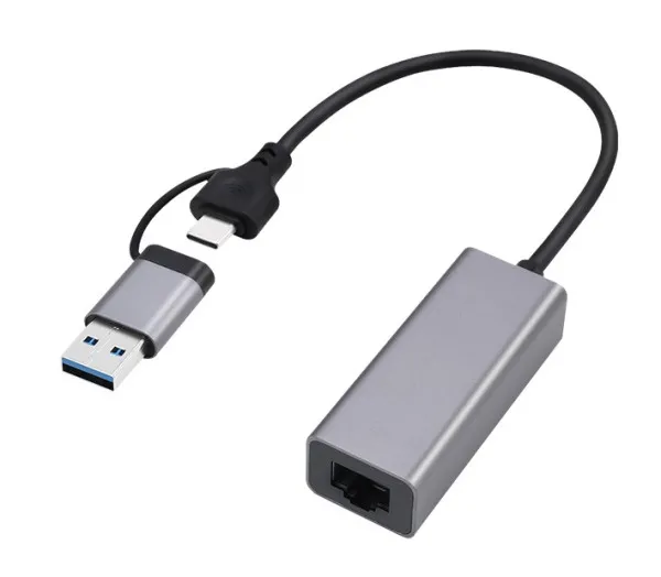 GEMBIRD A-USB3AC-LAN-01 Gembird USB 3.1 + type-C Gigabit network adapter, space grey (Alt: A-CMU3-LAN-05) Slika 3