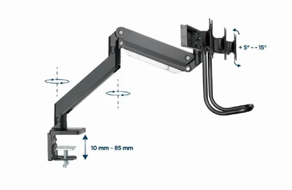 GEMBIRD MA-DA3-03 Gembird Podesivi stoni drzac za tri monitora, tilt, 17-27 max.3x6kg Slika 1