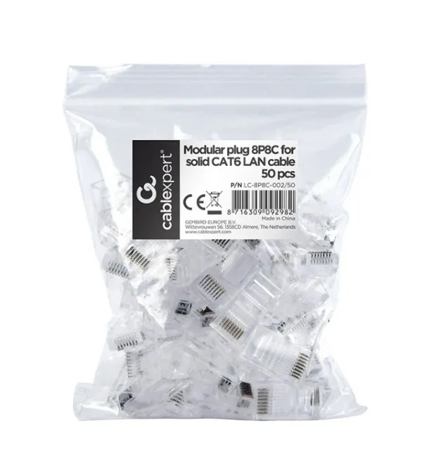 GEMBIRD LC-8P8C-002/50 Gembird CAT6 UTP Modular plug 8P8C 30u gold plated RJ45, 50 u pak /CENA PO PAKOVANJU Slika 1