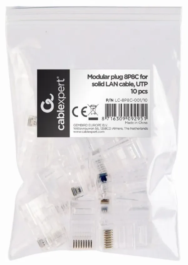 GEMBIRD LC-PTU-01/10 Gembird Universal pass-through modular CAT5 UTP plug 8P8C, 10 u pak /CENA PO PAKOVANJU Slika 1