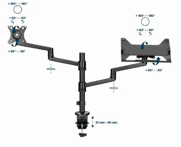 GEMBIRD MA-DA-04 Gembird Podesivi stoni drzac za monitor tilt, 17-32 max.8kg + nosac za laptop Slika 1
