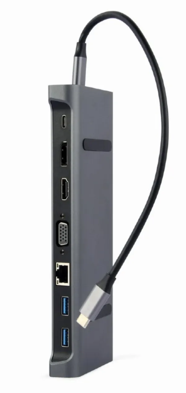 GEMBIRD A-CM-COMBO9-02 Gembird USB type-C 9-u-1 adapter Hub3.0 + HDMI + DisplayPort + VGA + PD + LAN A Slika 1