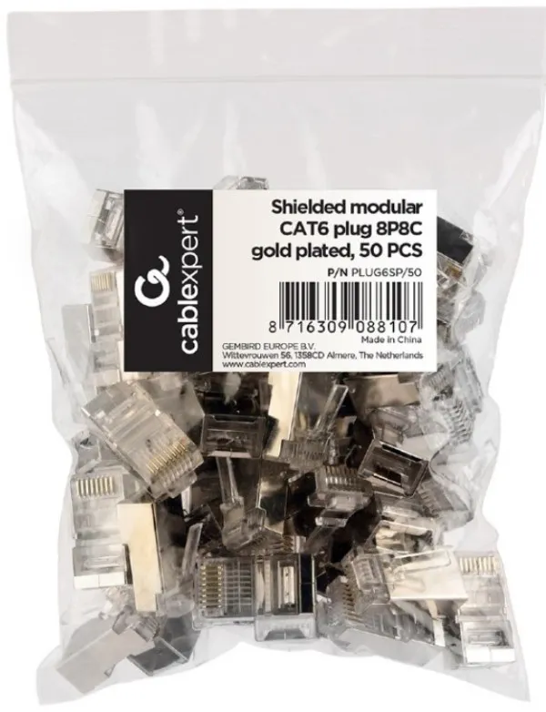 GEMBIRD PLUG6SP/50 Gembird Shielded modular CAT6 FTP konektor, 50 u pakovanju RJ45 / CENA PO PAKOVANJU Slika 2
