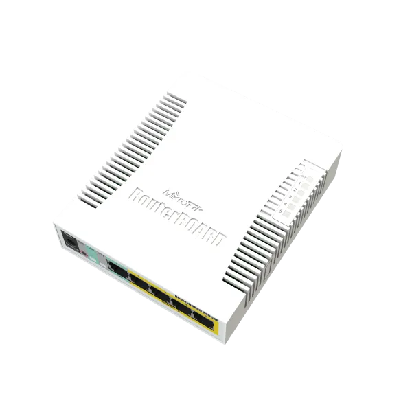 MikroTik RB260GSP, Switch, CSS106-1G-4P-1S, 5x RJ45 1000Mb/s, 1x SFP, 4x Passive PoE (55) Slika 1