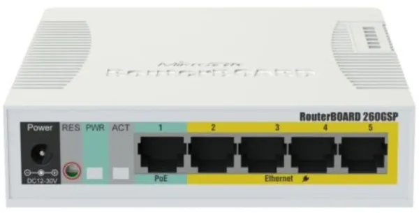 MikroTik RB260GSP, Switch, CSS106-1G-4P-1S, 5x RJ45 1000Mb/s, 1x SFP, 4x Passive PoE (55) Slika 2