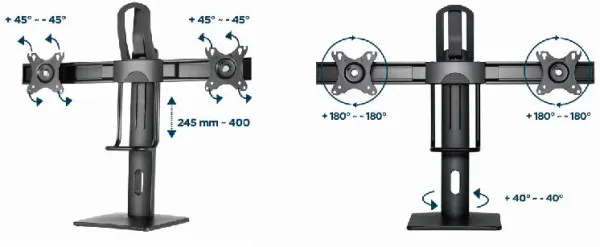 GEMBIRD MS-D2-01 Gembird Podesivi stoni drzac za dva monitor, tilt, 17-27 max.2x6kg Slika 1