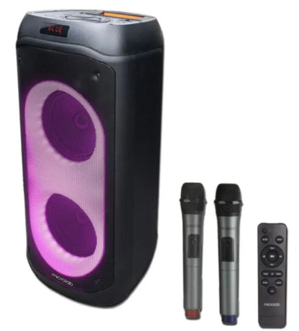 MICROLAB Microlab PT802W karaoke zvucnik 200W, Bluetooth, LED, 11,1V/4400mAh, TWS, Aux, USB, microSD, + Mic*2 Slika 5