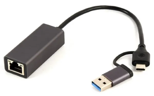 GEMBIRD A-USB3AC-LAN-01 Gembird USB 3.1 + type-C Gigabit network adapter, space grey (Alt: A-CMU3-LAN-05) Slika 2