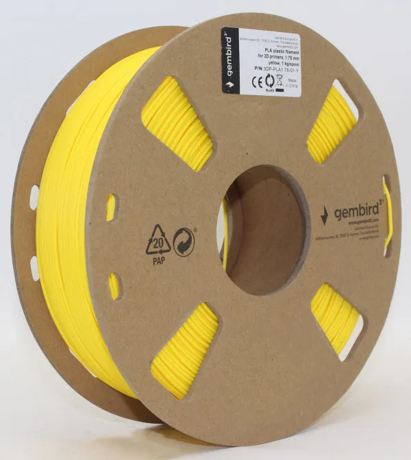 GEMBIRD 3DP-PLA1.75-01-Y PLA Filament za 3D stampac 1.75mm, kotur 1KG YELLOW Slika 3