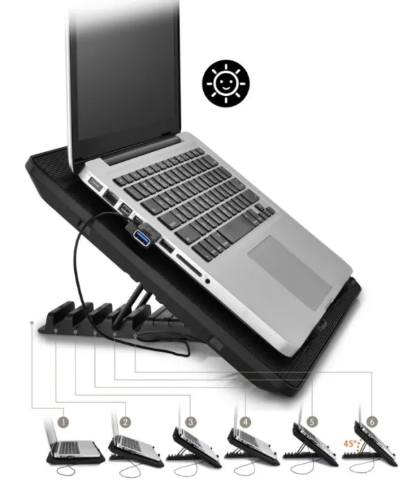 DEEPCOOL DeepCool U PAL Hladnjak za laptop 15.6 2x140mm.Fan 1000rpm 92CFM 26dB 390x280x27mm USB3.0 (postolje Slika 5