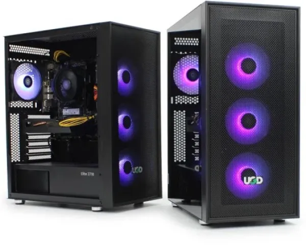 UGD Kuciste Elite 3718 Midi Tower, ATX, ugradjena 4 RGB kulera, Crno Slika 2