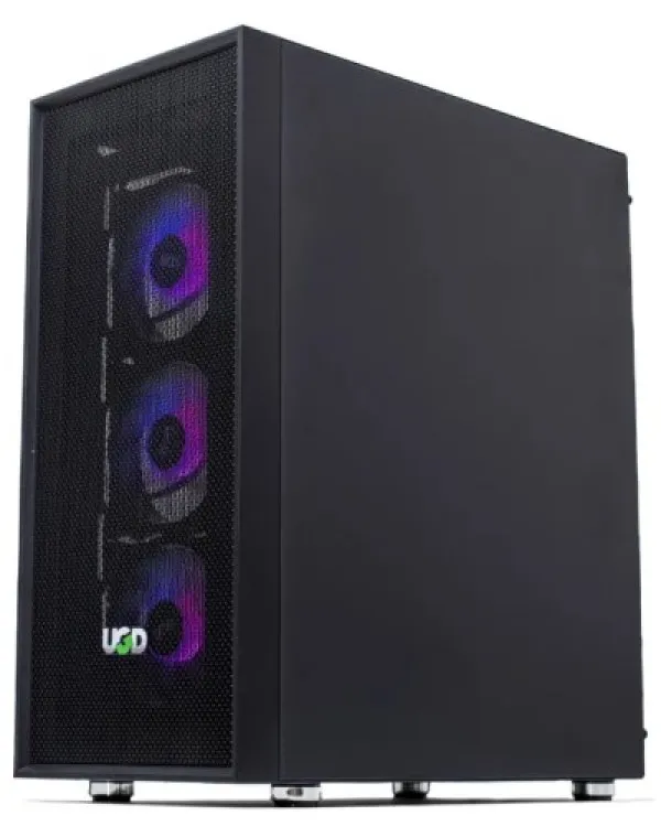 UGD Kuciste Elite 3718 Midi Tower, ATX, ugradjena 4 RGB kulera, Crno Slika 4