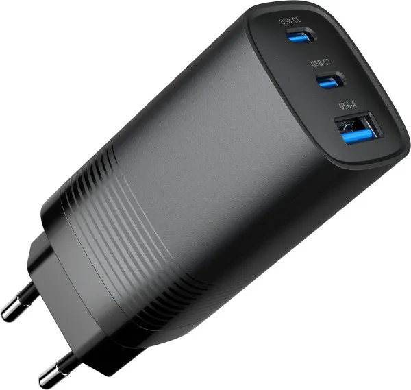 GEMBIRD TA-UC-PDQC65-01-BK Gembird 3-port 65W GaN USB PowerDelivery fast charger, black Slika 1