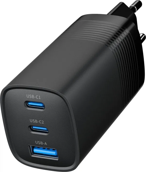 GEMBIRD TA-UC-PDQC65-01-BK Gembird 3-port 65W GaN USB PowerDelivery fast charger, black Slika 3