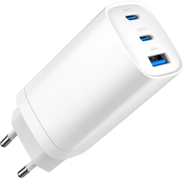 GEMBIRD TA-UC-PDQC65-01-W Gembird 3-port 65W GaN USB PowerDelivery fast charger, white Slika 2