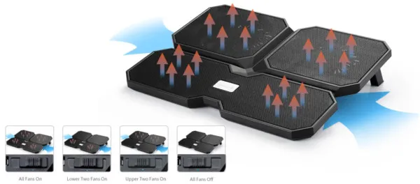 DEEPCOOL DeepCool MULTI CORE X6 Hladnjak za laptop 15.6 2x140mm+100mm.Fan 1000/1300rpm 121CFM 24dB 380x295x24 Slika 6