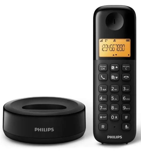PHILIPS Fiksni bezicni telefon sa dve slusalice Philips D160 DUO Ekran 1.6inc, Black Slika 3