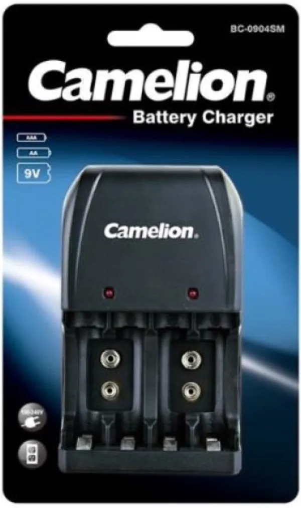 Camelion BC-0904 SM, Punjac baterija AA/AAA/9V LED indikator, Crni Slika 3