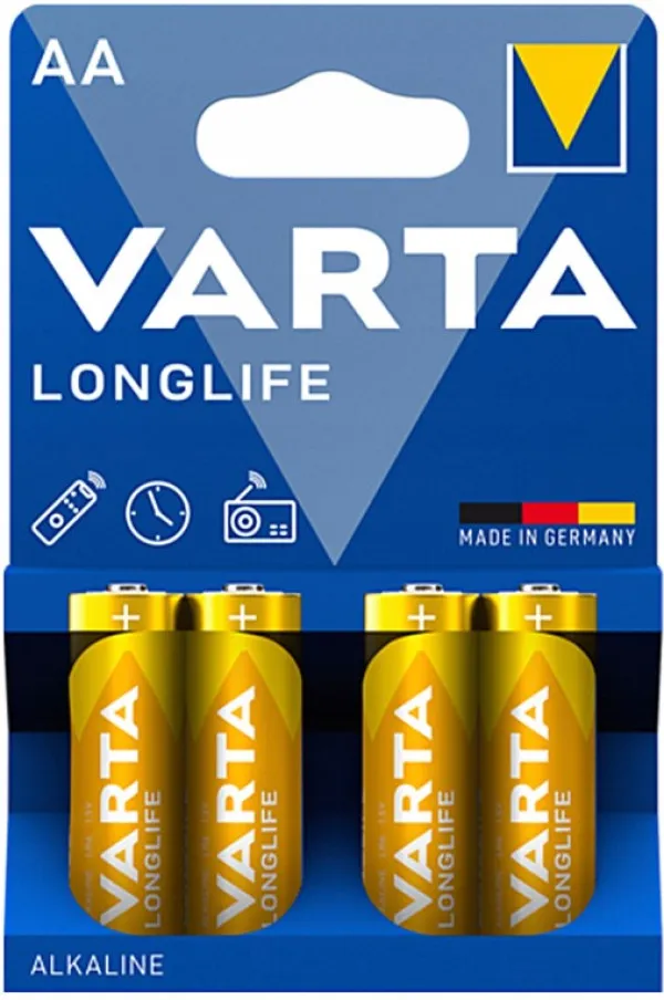 VARTA LONGLIFE AA 1.5V LR6 MN1500, PAK4 CK, ALKALNE baterije Slika 1