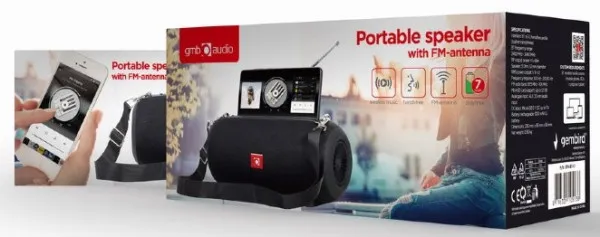 GEMBIRD SPK-BT-17 Gembird Portable Bluetooth speaker +handsfree 2x5W, FM, USB, SD, AUX + antena black Slika 3