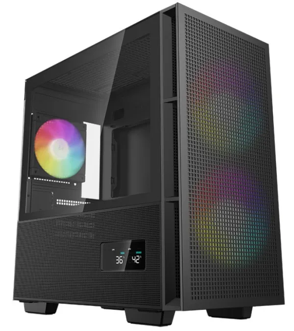 DEEPCOOL DeepCool CH360 DIGITAL mATX Kuciste,Dual Status Display, 2xLED 140mm +1x120mm, Staklena strana,USB-C Slika 1