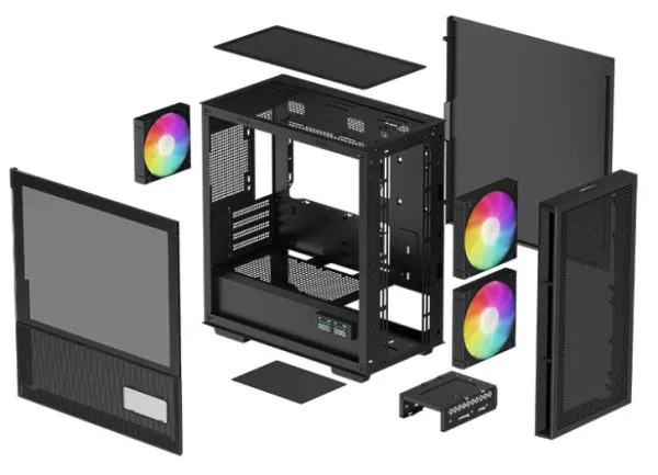 DEEPCOOL DeepCool CH360 DIGITAL mATX Kuciste,Dual Status Display, 2xLED 140mm +1x120mm, Staklena strana,USB-C Slika 4