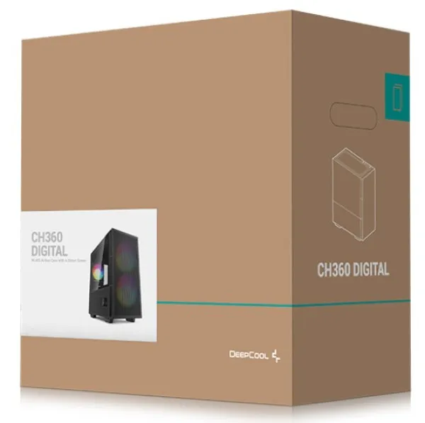 DEEPCOOL DeepCool CH360 DIGITAL mATX Kuciste,Dual Status Display, 2xLED 140mm +1x120mm, Staklena strana,USB-C Slika 6