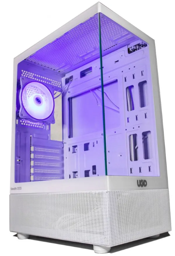 UGD Kuciste Stealth 3333 ATX, staklena prednja i bocna strana, ugradjen 1x ARGB kuler, Belo Slika 9