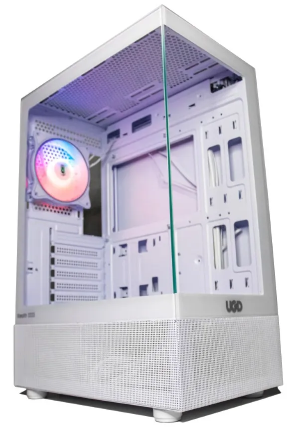 UGD Kuciste Stealth 3333 ATX, staklena prednja i bocna strana, ugradjen 1x ARGB kuler, Belo Slika 1