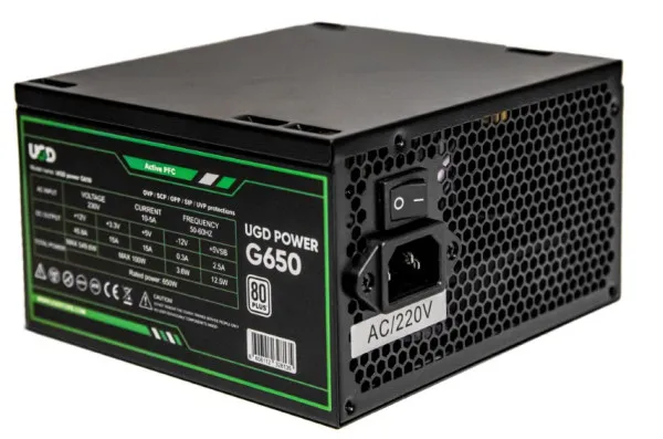 Napajanje G650 650W UGD Power 12cm FAN, 20+4pin, 4+4pin, 4xSATA, 2xIDE, 2x6+2pin 80Plus, Black Slika 6