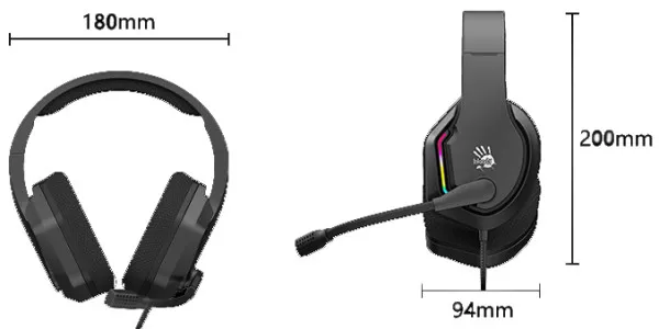 A4 TECH A4-G260 A4Tech Bloody gejmerske slusalice sa mikrofonom, 7.1 SURROUND, 50mm/16ohm, RGB, USB BLACK Slika 4