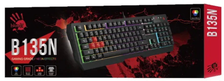 A4 TECH A4-B135N A4Tech Bloody Gejmerska svetleca tastatura(NEON LED), black, USB, US layout Slika 7