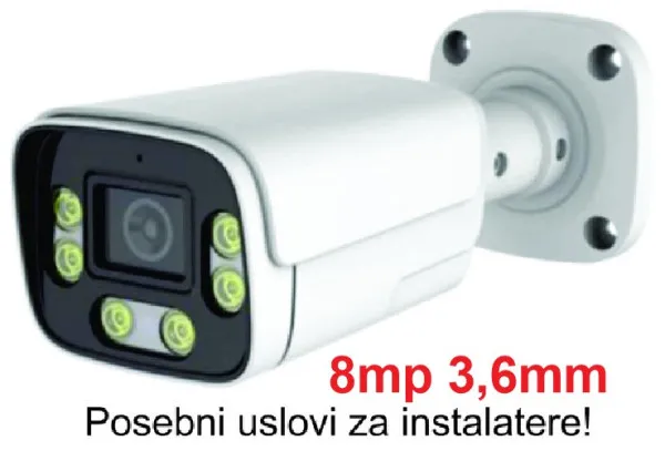 GEMBIRD CAM-IP8MP-HAQ60D GMB kamera 8mp P6SLite 3.6mm-F1.4 Starlight POE IP66 Dual LED 6xIR+6xFull Color MIC Slika 2