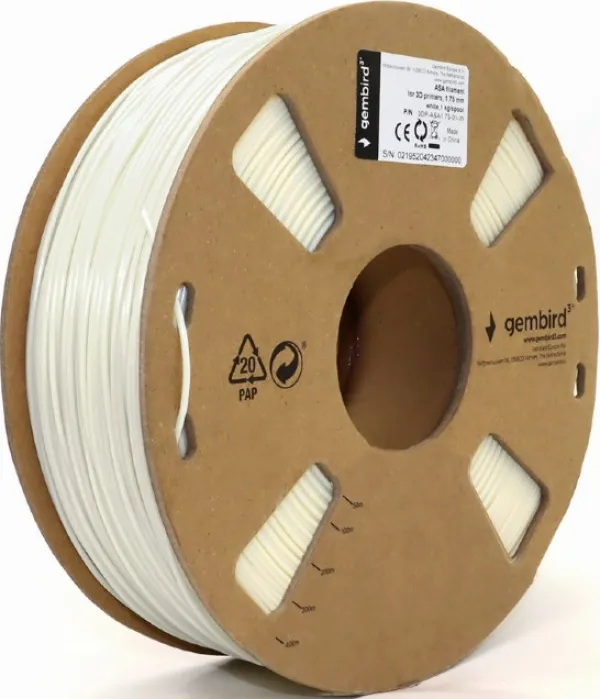 3DP-ASA1.75-01-W Gembird ASA filament, 1.75 mm, 1 kg White Slika 2