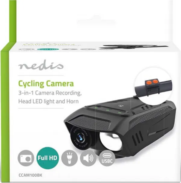 NEDIS CCAM100BK 3-in-1 Full HD kamera za biciklu, LED osvetljenje i sirena Slika 3