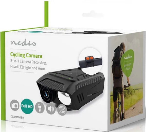 NEDIS CCAM100BK 3-in-1 Full HD kamera za biciklu, LED osvetljenje i sirena Slika 6