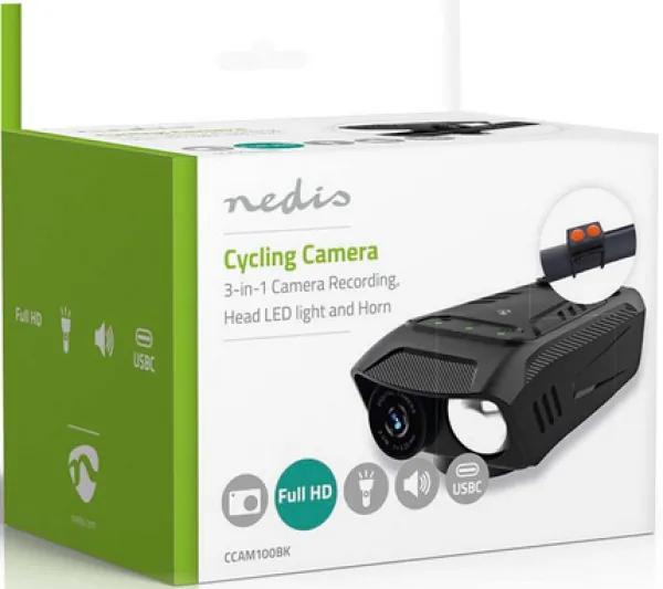 NEDIS CCAM100BK 3-in-1 Full HD kamera za biciklu, LED osvetljenje i sirena Slika 4