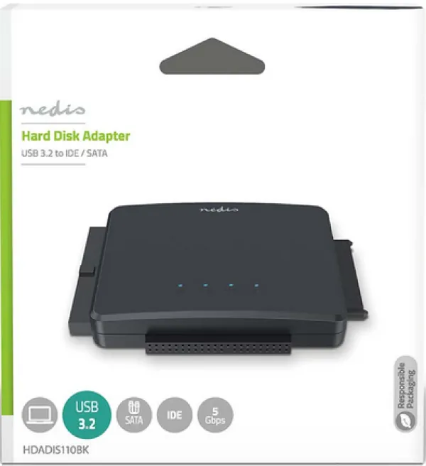 NEDIS HDADIS110BK USB3.2 za 2.5-3.5 HDD, IDE + SATA Adapter Slika 6